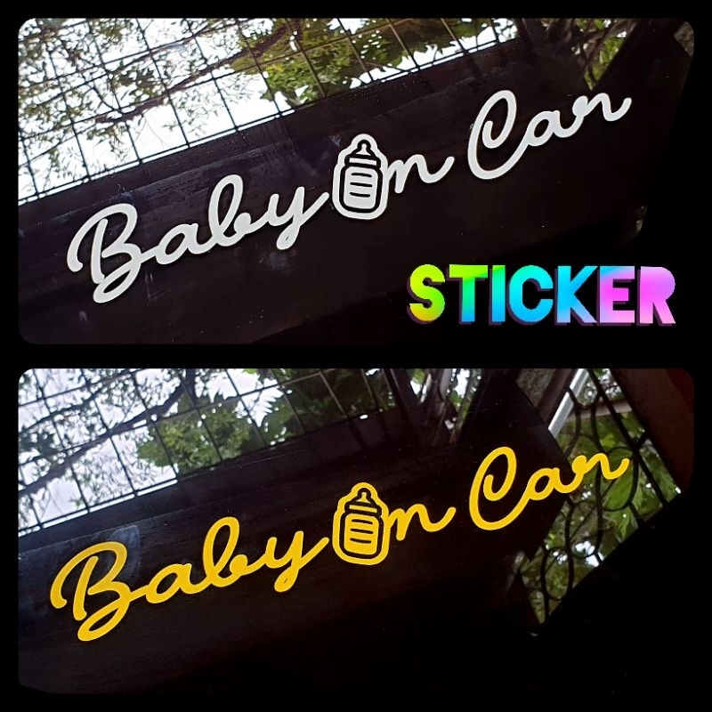 STICKER ติดกระจก ติดรถยนต์ ลาย Baby In car Handdraw classic dicut style