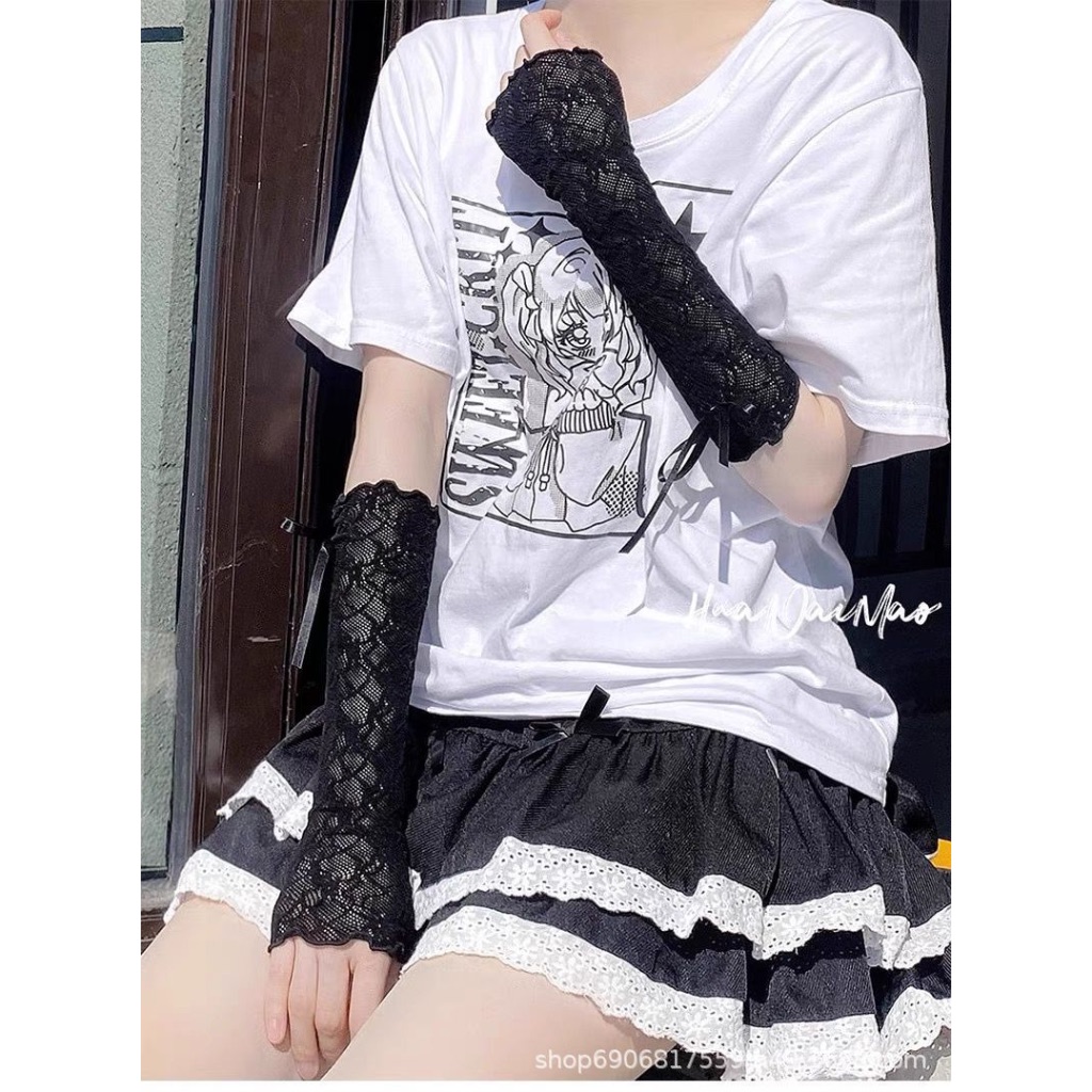 พร้อมส่งในไทย// 04 ลูกไม้ซีทรู ถุงมือตาข่ายลูกไม้ แฟชั่นโลลิต้า (Lolita Fashion) ถุงมือคอสเพลย์ - รูปที่ 4