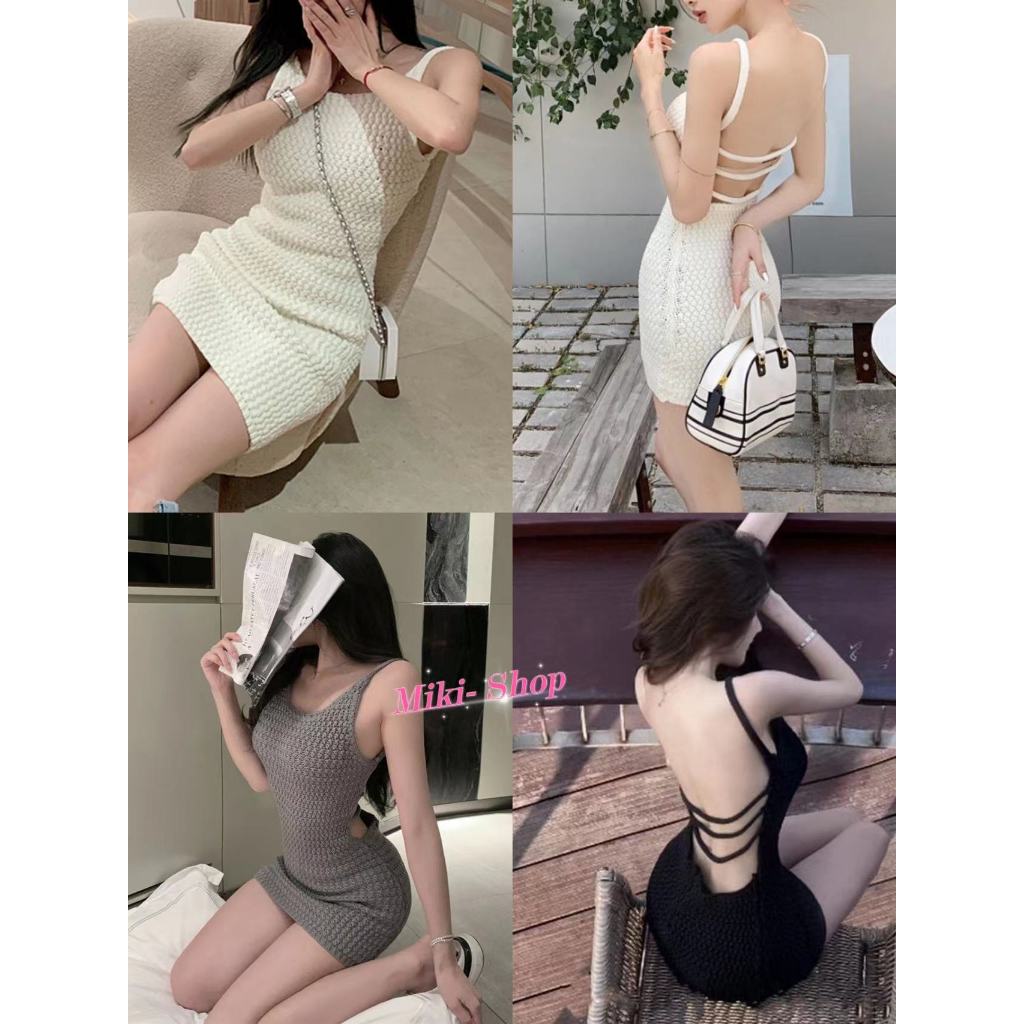 มินิเดรสเซ็กซี่โชว์หลัง ผ้านิ่มยืดหยุ่นได้ตามตัว45682*