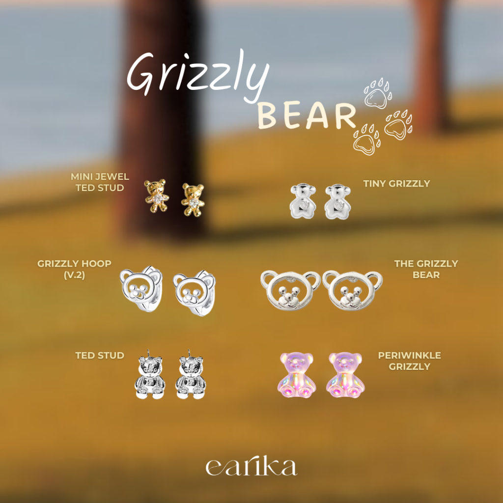 earika.earrings - grizzly bear collection รวมต่างหูเงินแท้ลายน้องหมี เหมาะสำหรับคนแพ้ง่าย