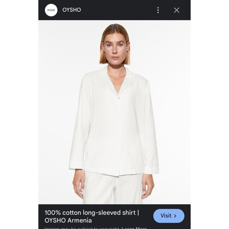 เสื้อเชิ้ตขาว OYSHO size S แบรนด์เครือzara