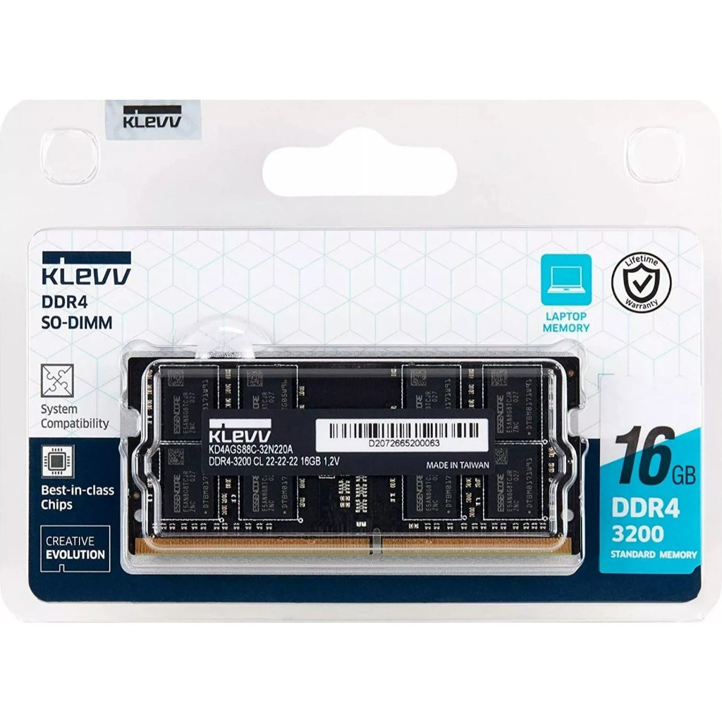 KLEVV DDR4 SO-DIMM STANDARD MEMORY 16GB 3200MHz