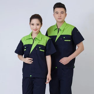 เสื้อชุดทำงานฤดูร้อน สามารถสวมใส่ได้สำหรับผู้ชายและผู้หญิง เสื้อเชิ้ตเวิร์กช็อปช่างเทคนิคแขนสั้นบาง ทนต่อการสึกหรอ S-3XL