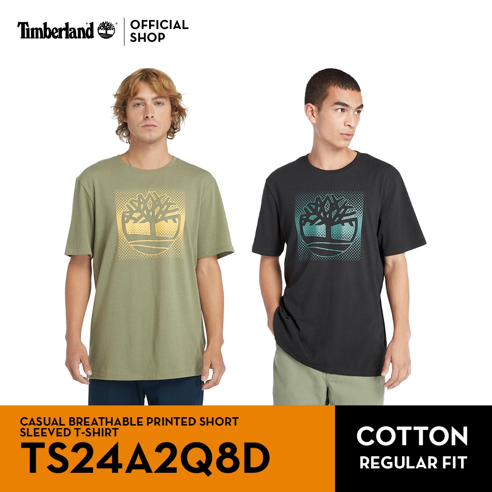 Timberland Men's Casual breathable printed short-sleeved T-shirt เสื้อยืด (TS24A2Q8D)