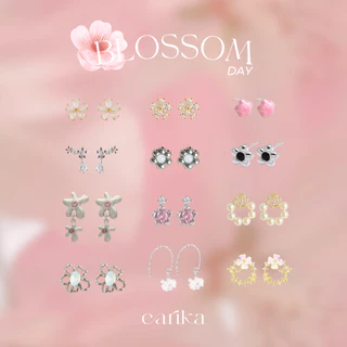 earika.earrings - blossom day collection รวมต่างหูดอกไม้บลอซซั่มก้านเงินแท้ชุบทองคำขาว ผิวแพ้ง่ายใส่ได้