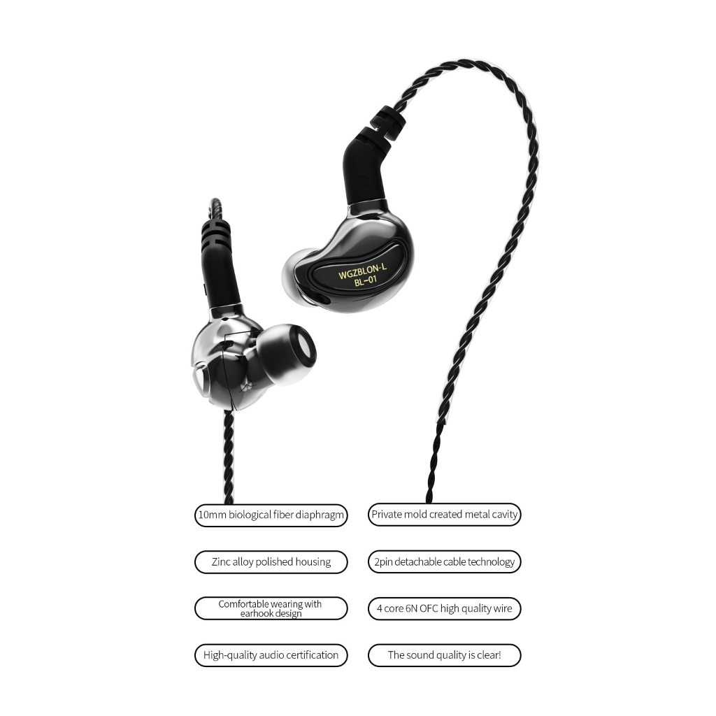 BLON BL01 หูฟังโลหะ ไดรเวอร์ Dynamic ประกันศูนย์ไทย ถอดเปลี่ยนสายได้ ขั้วแบบ 2Pin มีไมค์ ราคา ถูกที่สุด ดีลบีเคเค แกลเลอรีภาพที่ 5
