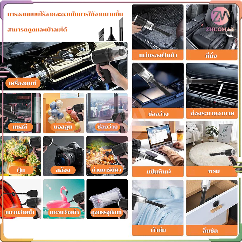เครื่องดูดฝุ่นไร้สายในรถยนต์และภายในบ้าน thumbnail 7