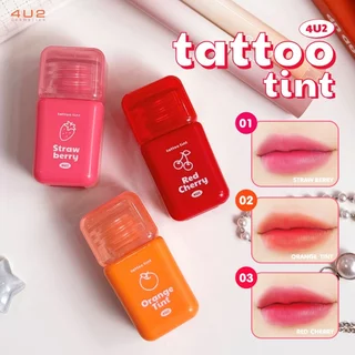ถูก/แท้/มีไลฟ์ ลิป 4U2 Tattoo Tint ทิ้น ลิปทินท์ โฟร์ยูทู ทินท์สูตรน้ำ บางเบา สีสด สีชัด ติดทน ทาแก้ม
