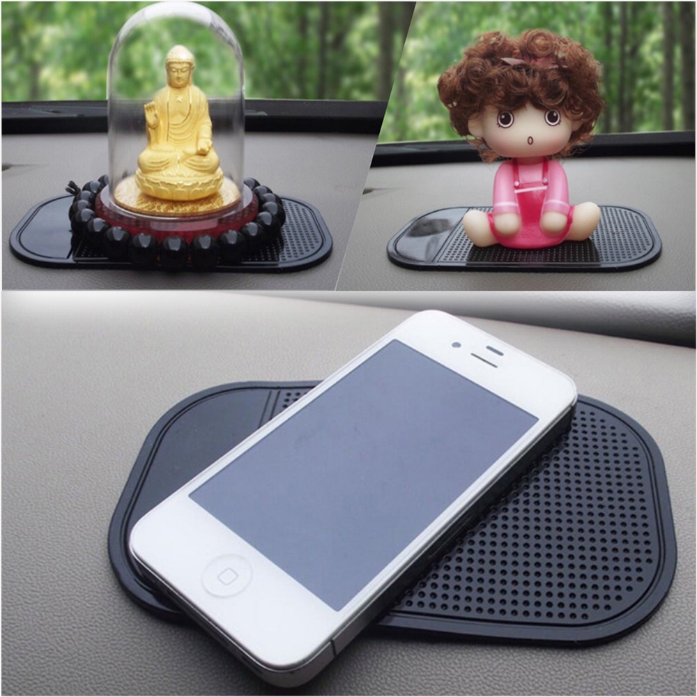 พร้อมส่ง แผ่นยางกันลื่น แผ่นกันลื่นในรถยนต์ แผ่นซิลิโคนกันลื่น เอนกประสงค์บนรถ สีดำ {2 ชิ้น } สินค้าในไทย