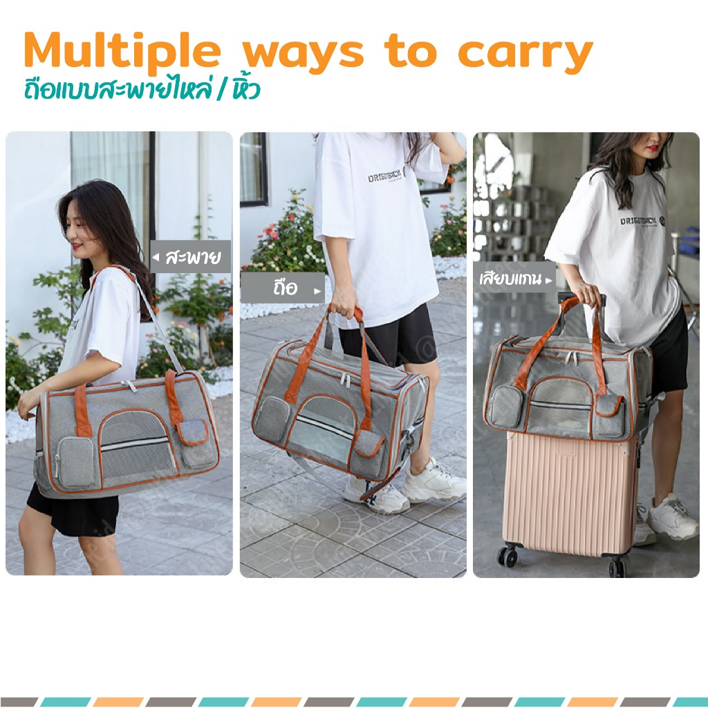 กระเป๋าใส่สัตว์เลี้ยงแบบ สะพายไหล่ สายหนัง ขึ้นเครื่องบินได้ รูปที่ 2