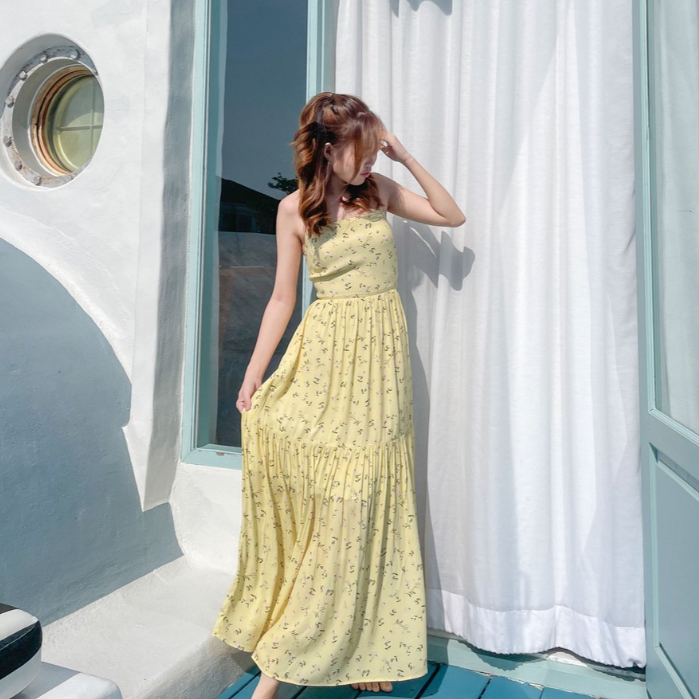 TheBlancPale : IRIS DRESS เดรสดีเทลผูกหลัง ขนาดสินค้า FREESIZE