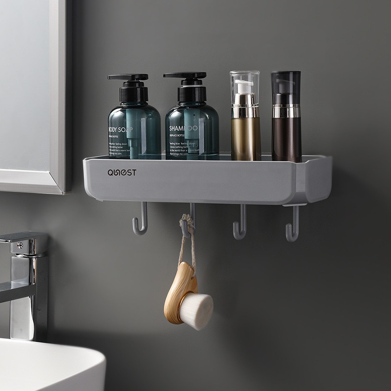 ECOCO ชั้นวางของในห้องน้ำ (ไม่มีราวเหล็กแขวน)ไม่ต้องเจาะ มี2สีให้เลือก E1923