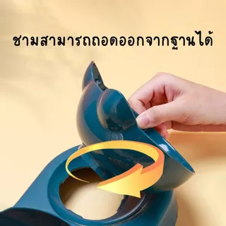 ชามให้อาหารพร้อมน้ำสำหรับสุนัขและแมว ชามให้อาหารสัตว์เลี้ยง ชามให้อาหารแมว 2 in 1