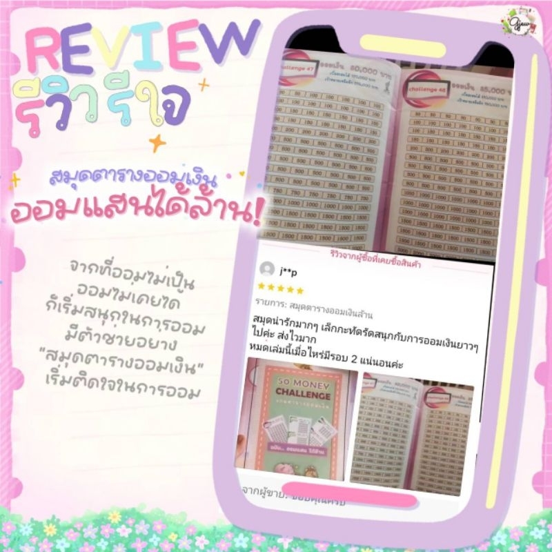 Gjew [ออมเงิน 1,000,000] สมุดตารางออมเงิน 50 Challenge ออมแสนได้ล้าน สมุดตารางออมเงินเจ้าแรก