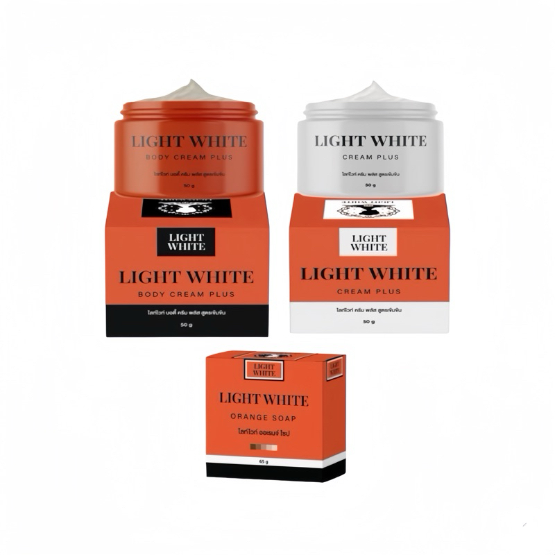 Light White ไลท์ไวท์ White White Body Cream ไลท์ไวท์บอดี้ครีม + ไลท์ไวท์ครีม 1 เซต แถมฟรีสบู่ 1 ก้อน แพ็กเกจใหม่ ไวท์ไวท