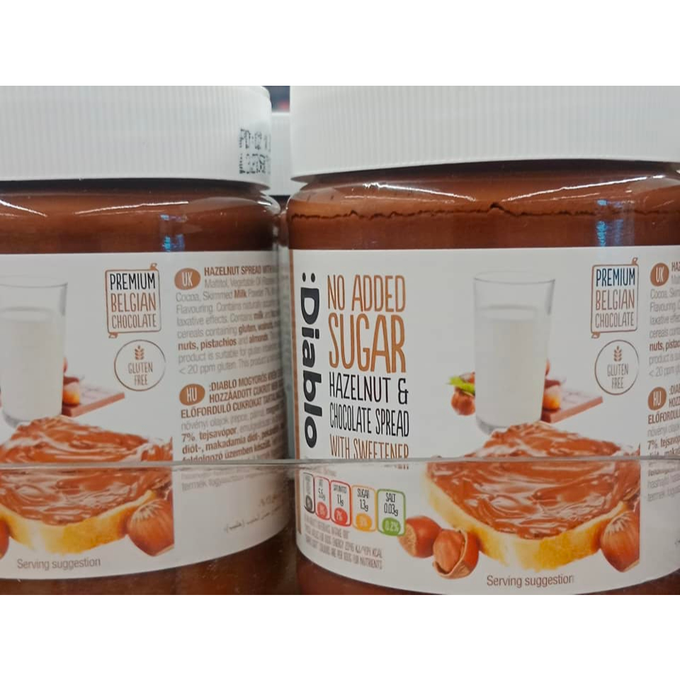 DIABLO Hazelnut & Chocolate Spread NO ADDED SUGAR 350g * ITALIAN FOOD IMPORT *