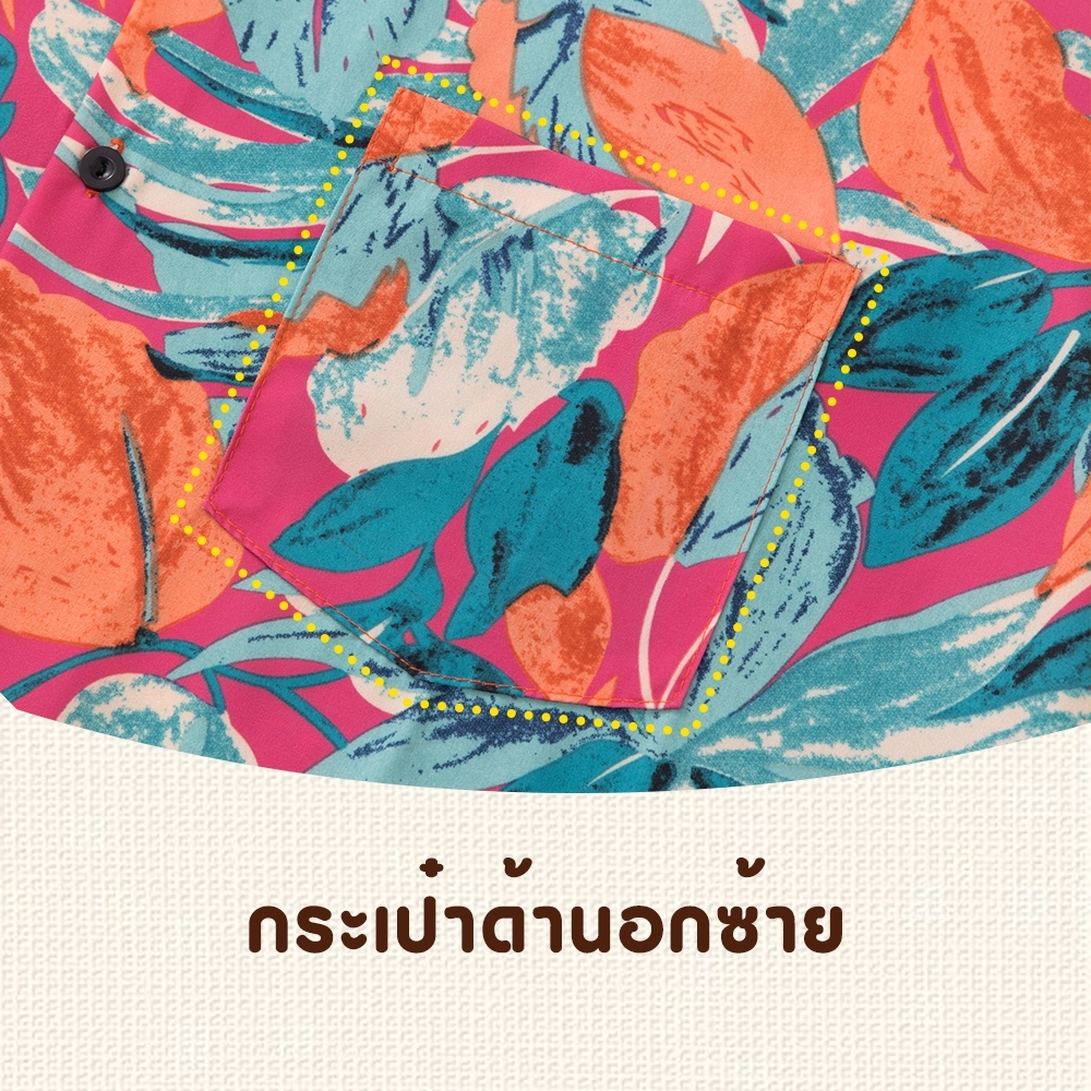 เสื้อสงกรานต์ เสื้อฮาวาย ลายดอก คอวี ลายA001-A010 สไตล์ฮาวาย ใส่ได้ทั้งชายและหญิง ผ้าเรยอน สวมใส่สบาย / T Store Shop รูปที่ 3