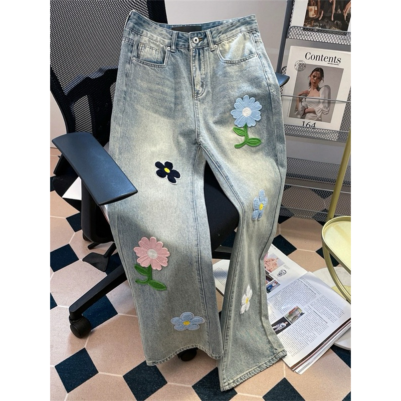 PICHA_BRAND : NEW HIGHT WAIST FLOWER JEANS