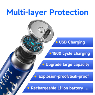 PALO 1.5V แบตเตอรี่ USB ชาร์จเร็ว AA3600mWh / AAA1110mWh Li-ion แบตเตอรี่