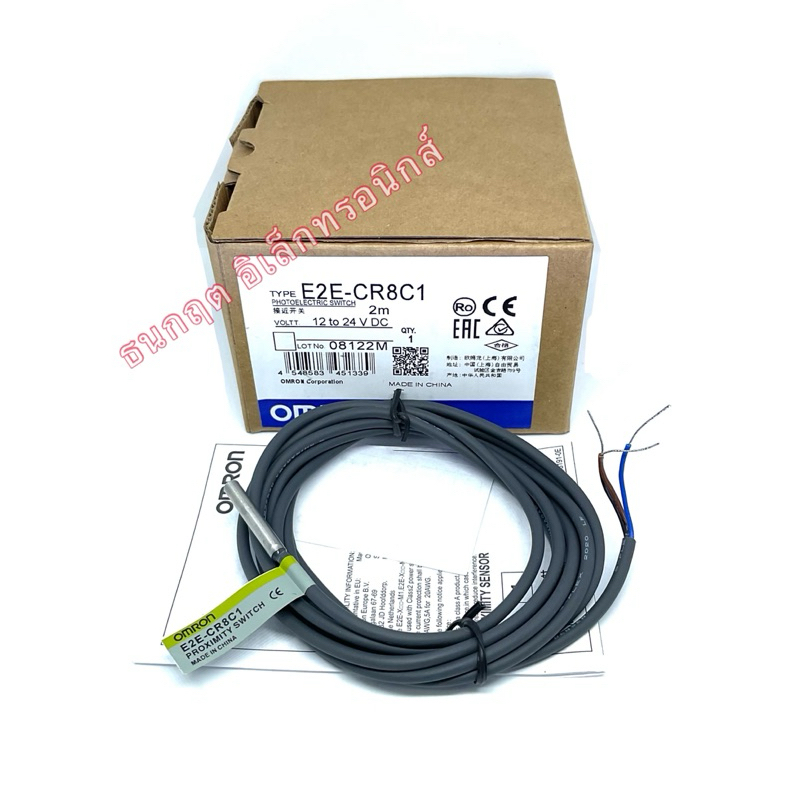 E2E-CR8C1 proximity switch 12-24VDC หัว M4 ระยะจับ 0.8มิล ชนิด NPN NO เซ็นเซอร์ จับโลหะ OMRON