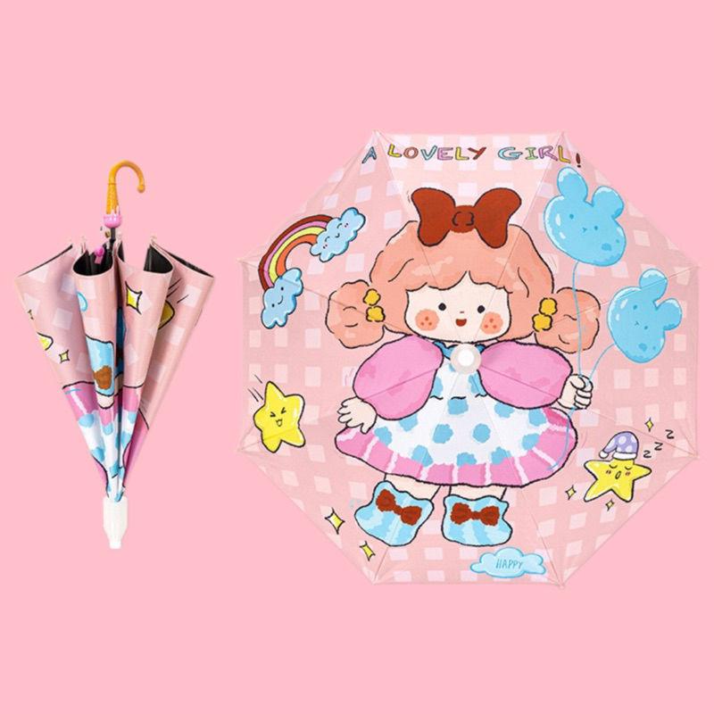 พร้อมส่ง ร่มเด็ก ลายการ์ตูน ร่มเด็กน่ารักๆ ร่มเด็กกันยูวี พร้อมนกหวีด