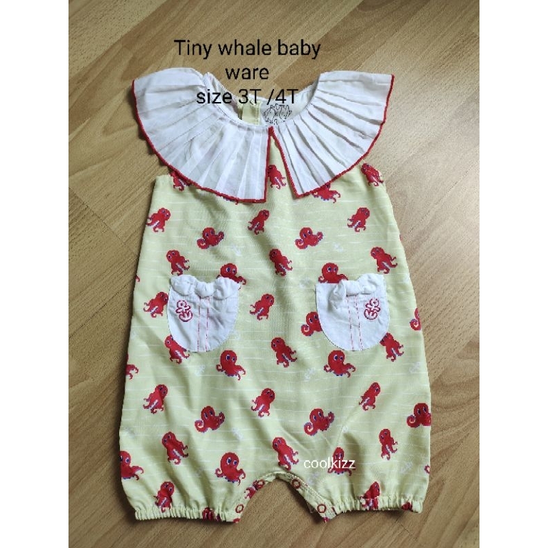 Romper จั้มสูทเด็ก แบรนด์ tiny whale ลายทะเล ลายหมึก