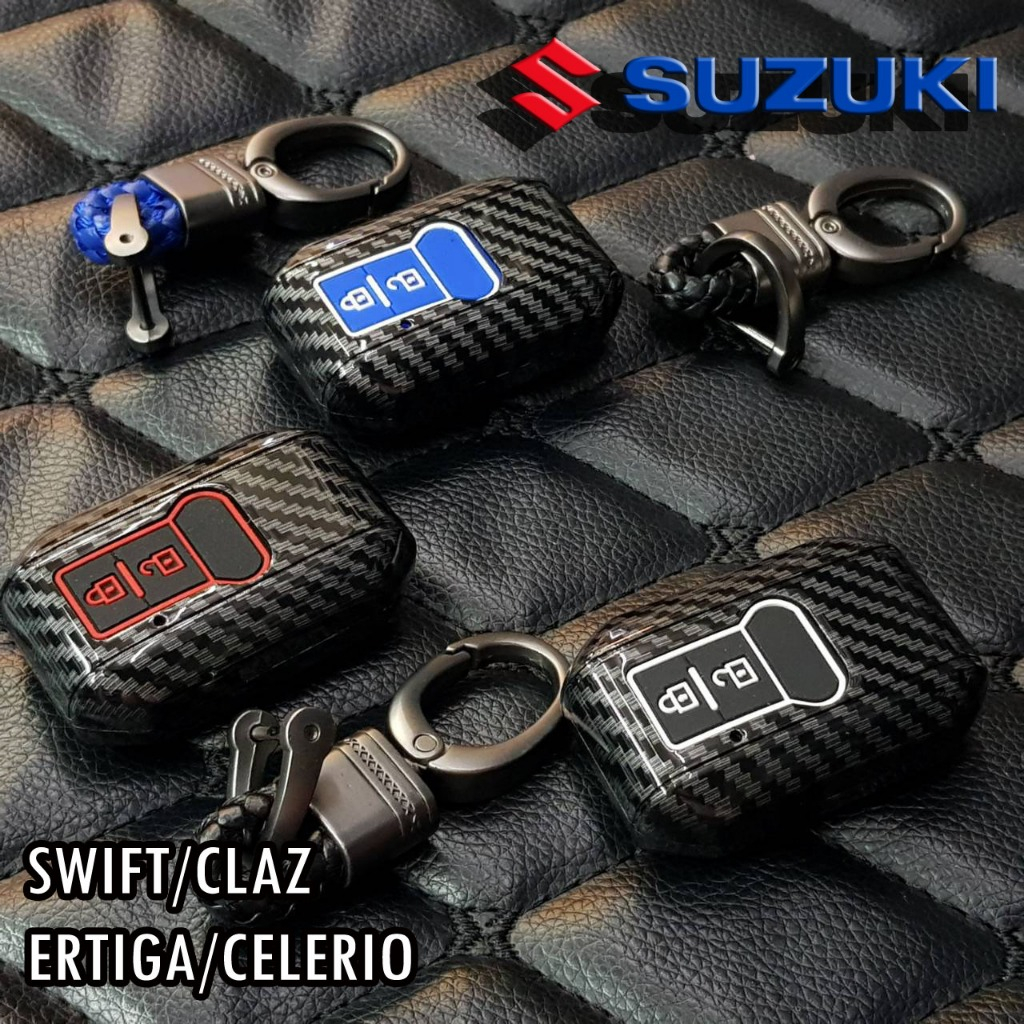 ครอบกุญแจรถยนต์ สำหรับ SUZUKI SWIFT/CLAZ/ERTIGA/CELCIO สินค้าจัดส่งพร้อมพวงกุญแจ เคสคาร์บอนไฟเบอร์ สินค้าพร้อมจัดส่ง
