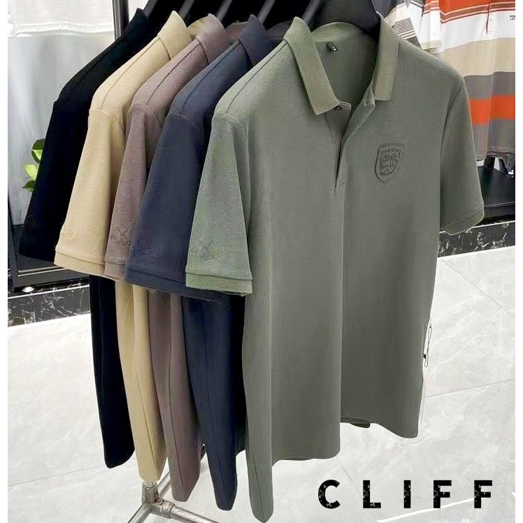 CLIFF ชายเสื้อยืดคอปกบางพอดีธุรกิจลำลองแขนสั้นเสื้อโปโลแขนสั้นฤดูร้อน