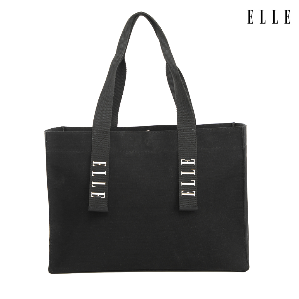 ELLE  กระเป๋าช้อปปิ้งผ้าแคนวาส รุ่นใหม่ มีแป๊ปแม่เหล็ก มีช่องแบ่งของ (H8H007)