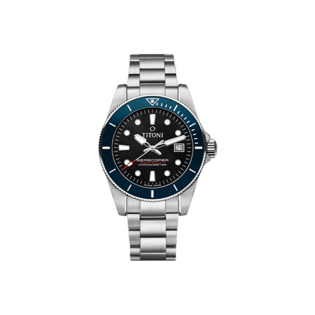 Titoni Ocean Discovery Series นาฬิกาข้อมือผู้ชายแบบอัตโนมัติสีน้ำเงิน 42 มม