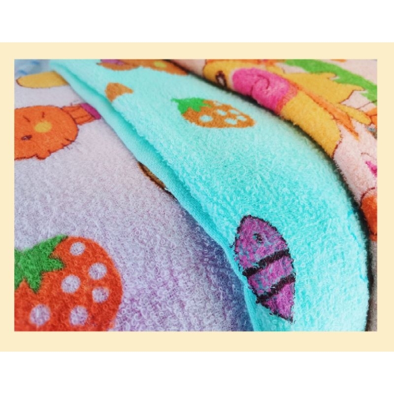 (12ผืน)ผ้าขนหนูสำหรับเด็กอ่อน เนื้อบางนุ่ม สีอ่อน พิมพ์ลายการ์ตูน ซับน้ำดี ขนาด 23×46นิ้ว ห่อตัวเด็ก คลุมไหล่