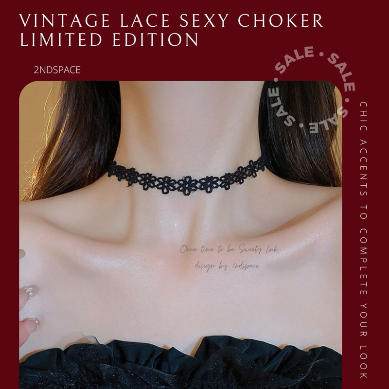 🔥SALE🔥โชคเกอร์แต่งลูกไม้สีดําสไตล์วินเทจแฟชั่น💃🌈✨Black Flower Lace Choker✨หลายแบบพร้อมส่งค่า
