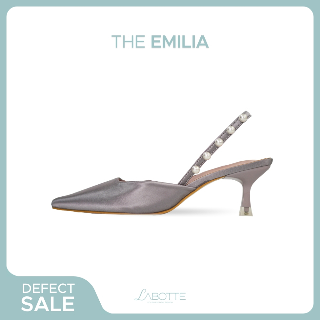 The Emilia (Defect) - Labotte.bkk รองเท้าส้นสูงผ้าซาติน ส้นสูงรัดส้น (52352-25)