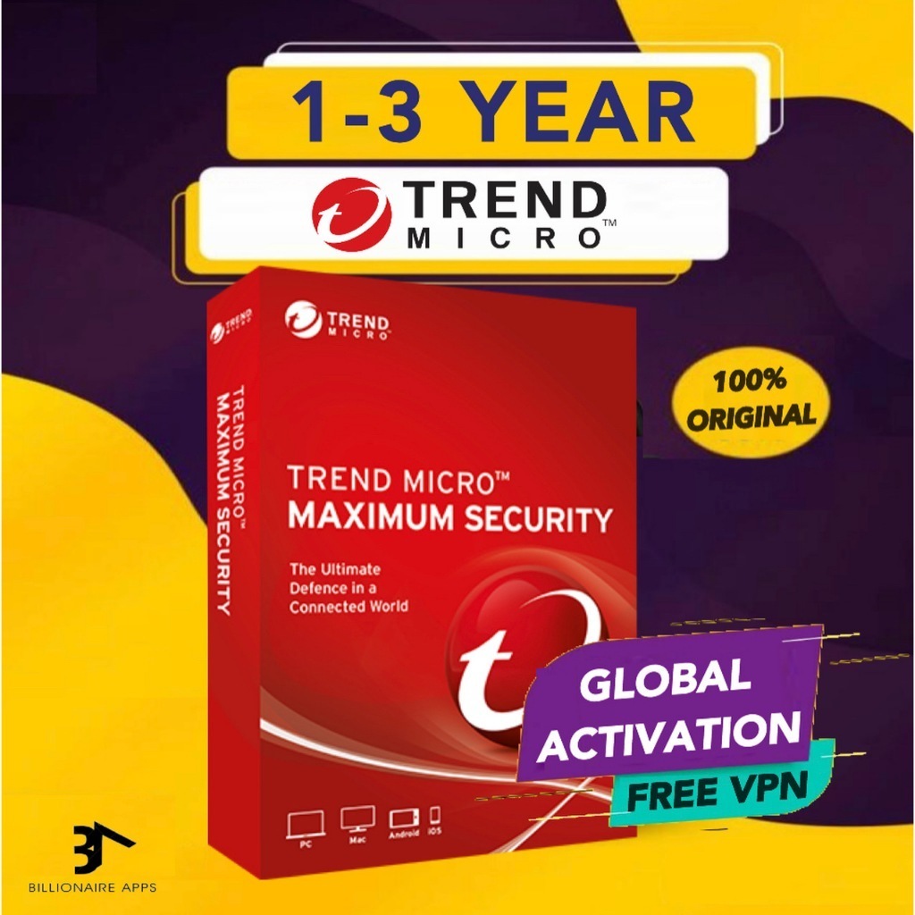 Trend Micro Maximum Security Antivirus | 1 to 3 ปี 1 to 5 PC | GENUINE