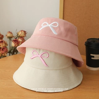 หมวกบักเก็ต ปักโบว์ (มีเชือกแถมให้) bucket มี 6 สี