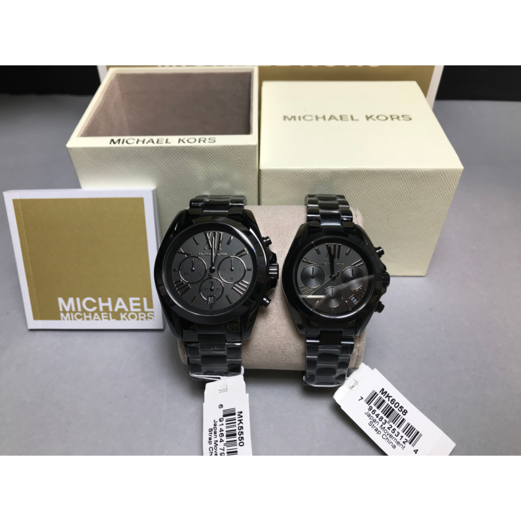 Michael Kors Bradshaw Chronograph 43 mm.  mk5550 สายสแตนเลสสีดำล้วน MK6058 35mm