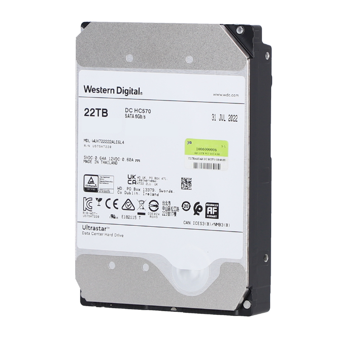 22 TB 3.5" HDD (ฮาร์ดดิสก์ 3.5") WD ULTRASTAR DC HC570 - 7200RPM SATA3 (0F48155)