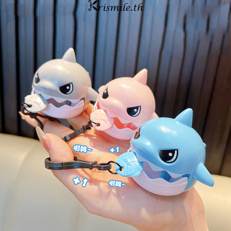 COD-ในไทย พวงกุญแจ จี้สปริงรูปปลาฉลามน่ารัก แฟชั่นความน่าสนใจ สไตล์เกาหลี Unisex ยืดหยุ่นสายกัดปลาฉลาม-Kri