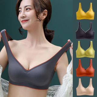 เสื้อชั้นในสตรี บรายกทรงเสริมฟองน้ำ B-123 สีสันสวยงามเนื้อผ้านุ่มสวมใส่สบาย บราชิ้นเดียวไม่มีตะขอ