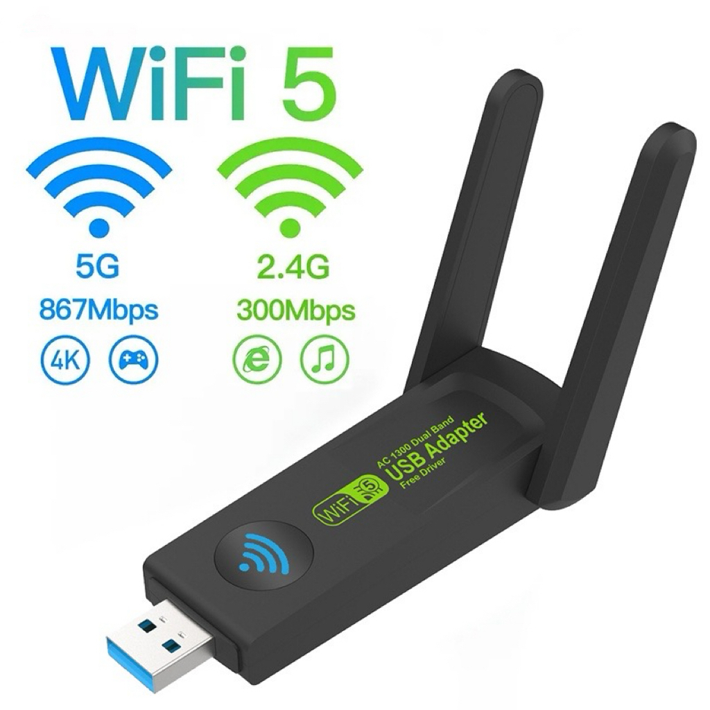 USB WIFI 5G + 2.4G รับประกัน 3 เดือน USB 3.0 WiFi Receiver AC1300 AC1300 Adapter สำหรับ Windows 10/1