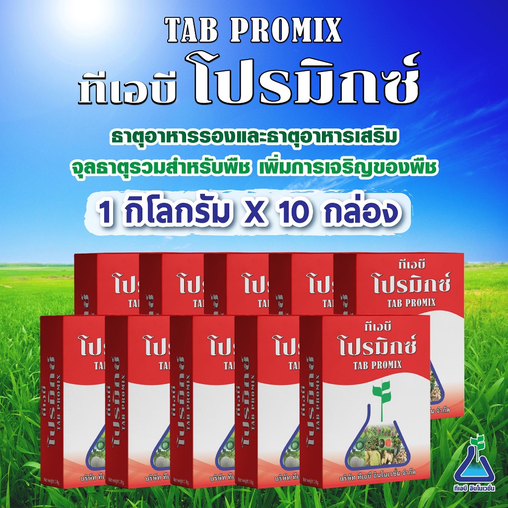 ทีเอบี โปรมิกซ์ 10 กก. (กล่อง 1 กก. x 10 กล่อง)จุลธาตุรวมส่งเสริมการเจริญเติบโตในพืช TAB PROMIX mixed micronutrients
