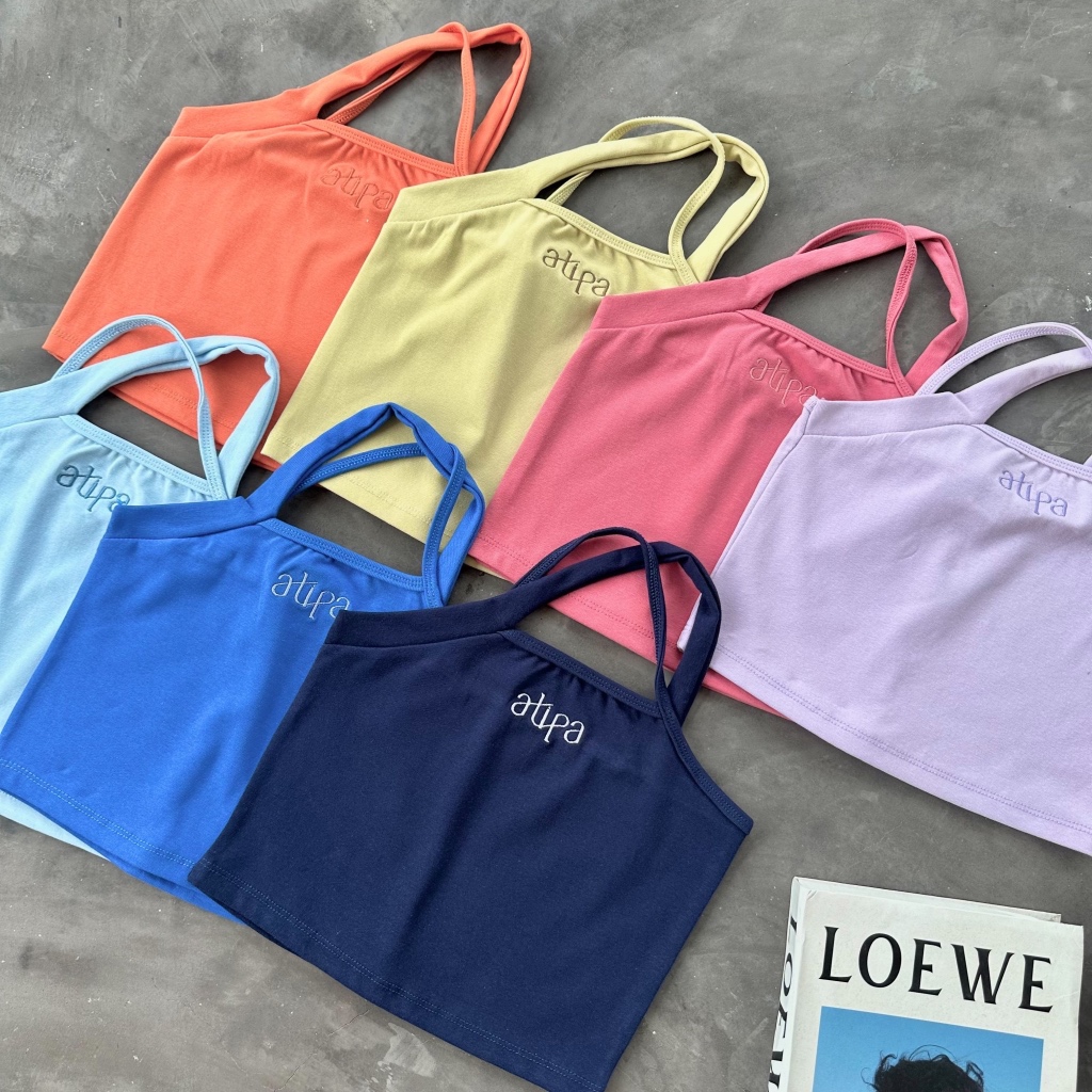 Atipashop - CROSS LINE CROP เสื้อครอป ทรงสายไขว้ มีหลายสีให้เลือก