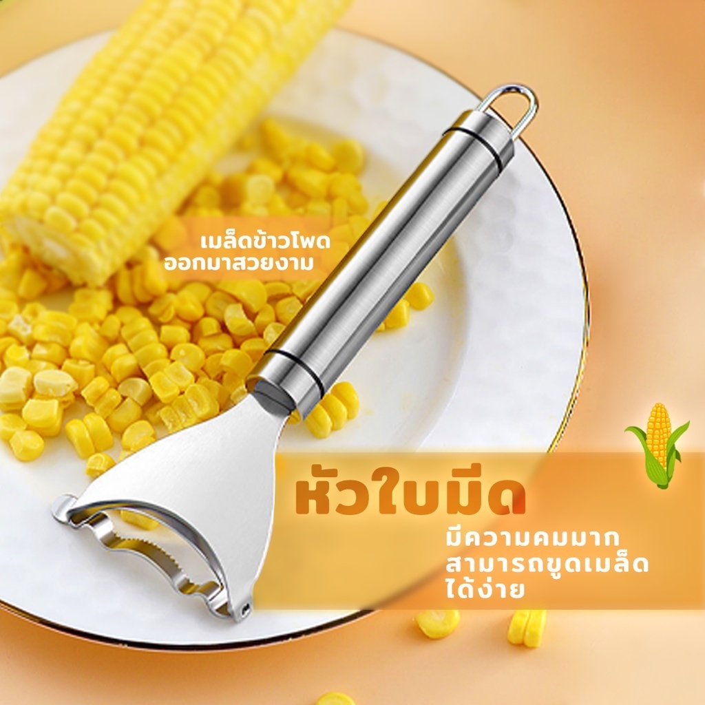 ที่ปอกข้าวโพด ที่ขูดข้าวโพด ที่แกะเมล็ดข้าวโพด ที่ปอกสับปะรด สแตนเลสแท้ ไม่เป็นสนิม Corn Seed Peeler ราคา ถูกที่สุด ดีลบีเคเค
