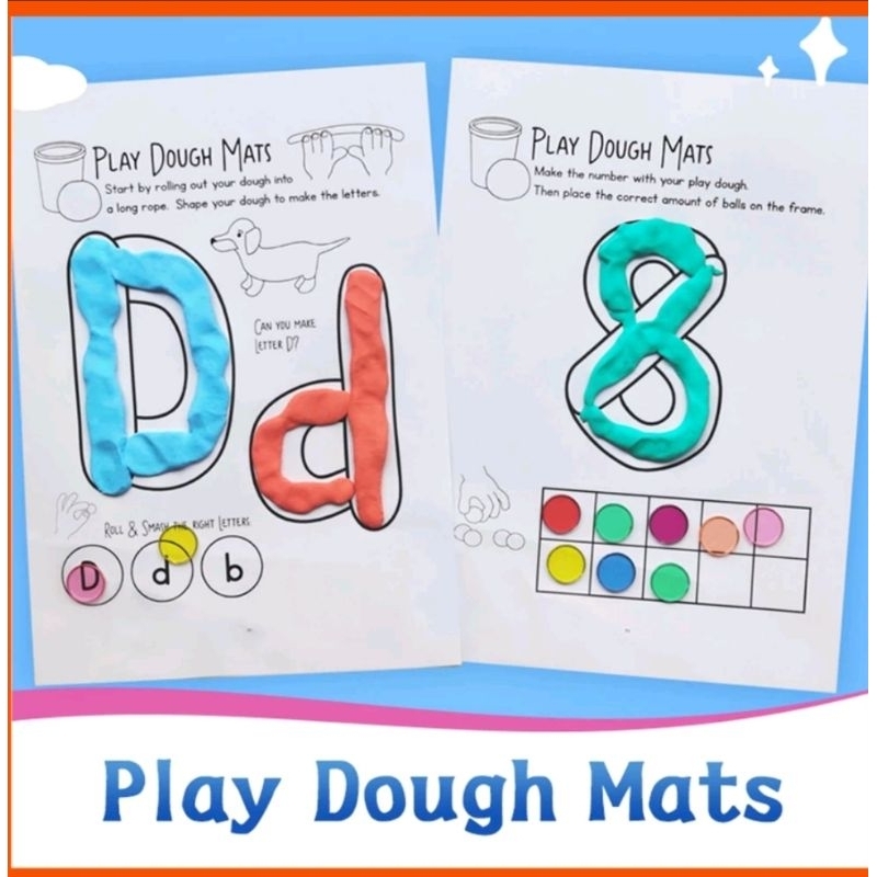 แผ่นกิจกรรม Play Dough Mats เล่นกับแป้งโดว์ - ABC Number and more