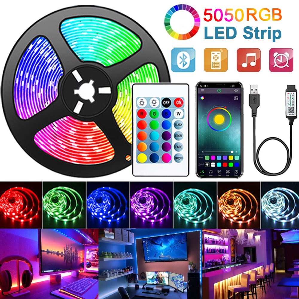 RGBIC ไฟ led แบบเส้น, USB ไฟ LED ไฟเส้น Led ไฟแต่งห้อง กันน้ำ ของแต่งห้อง การซิงโครไนซ์เพลงสำหรับตกแต่งบ้าน