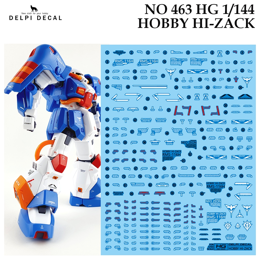 ดีคอลน้ำ [DELPI] 463 HG 1/144  HOBBY HI ZACK GUNDAM 1/144 WATER SLIDE DECAL