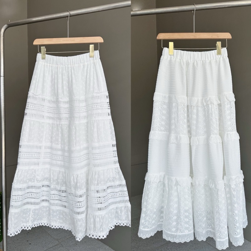 กระโปรงลูกไม้  minimal งานสวยกระโปรงทรงบานงานแต่งชั้นระบายลูกไม้