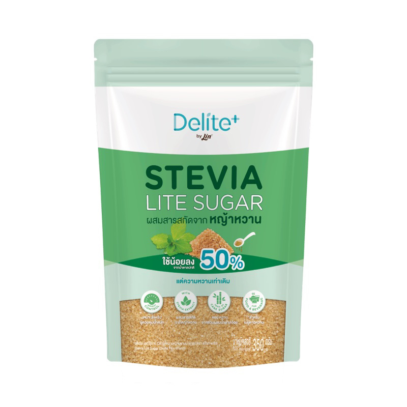 Delite stevia lite sugar 350 g. fl ดีไลท์ สตีเวีย ไลท์ ชูการ์ ผสมสารสกัดจากหญ้าหวาน