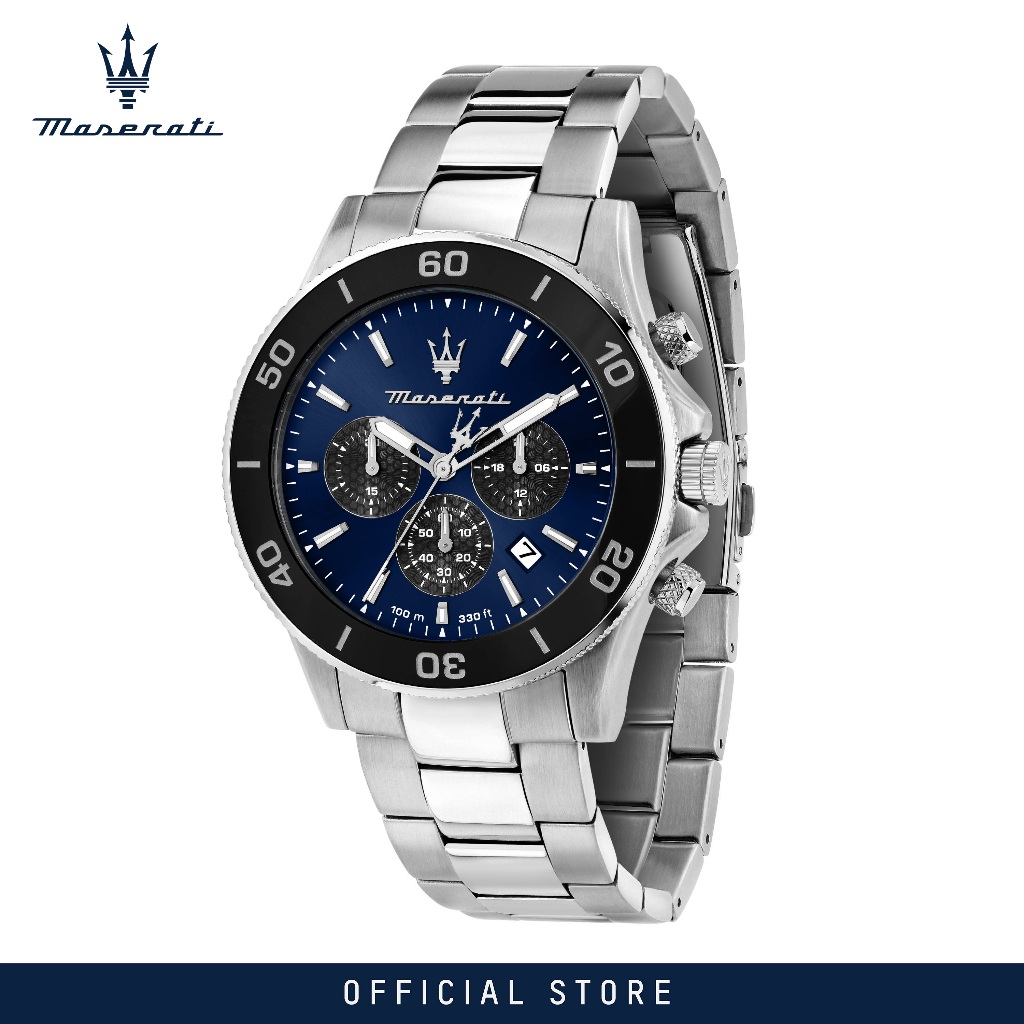 【2 Years Warranty】Maserati Competizione 43mm Men's Chronograph Quartz นาฬิกาข้อมือแฟชั่น R8873600009