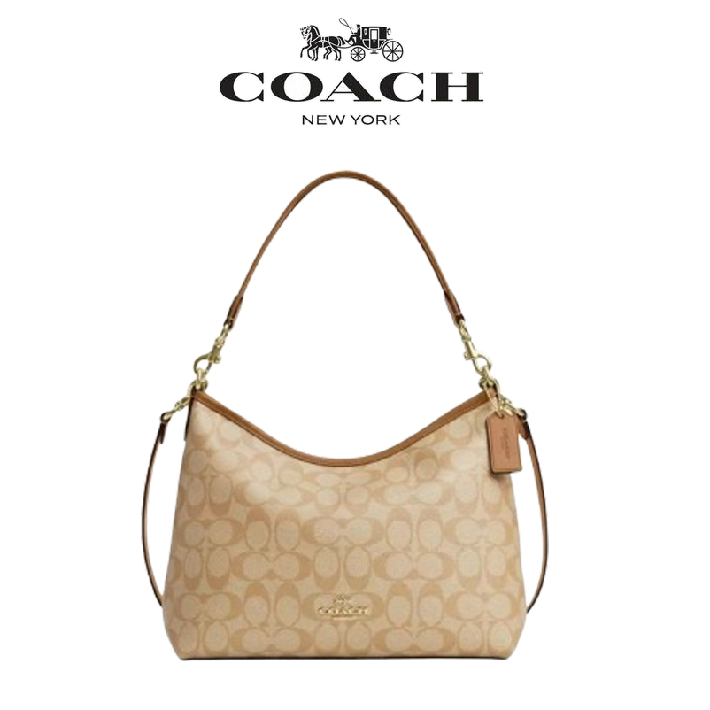 COACH/Laurel31 Commuting สายสะพายไหล่ถอดออกได้ความจุขนาดใหญ่/ผ้าเคลือบและกระเป๋ากุ๊ยหนัง/กระเป๋ารักแร้/กระเป๋าถือสะพายไห